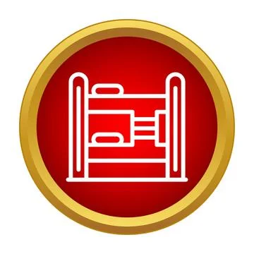 Hostel bunk bed icon on a red background with gold border Stock Illustration