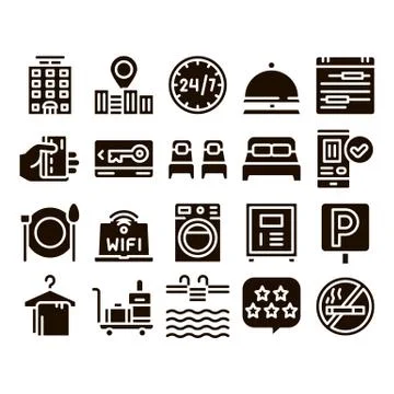 Hostel Elements Vector Sign Icons Set Stock Illustration