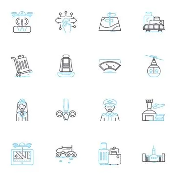 Hostel linear icons set. Backpackers, Dormitory, Bunkbeds, Shared, Budget Stock-Illustration