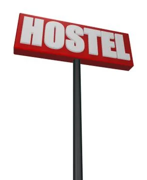 Hostel  sign on white background - 3d illustration Stock Illustration