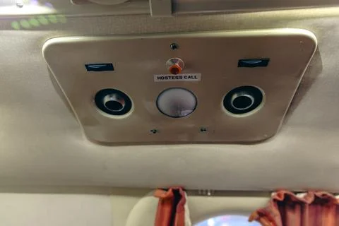 Hostess Call Button Panel Inside Vehicle Ceiling Foto stock