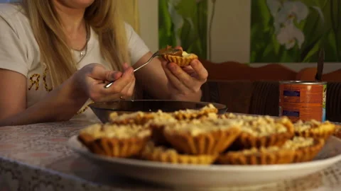 The hostess makes cookies Stock Footage 85898518