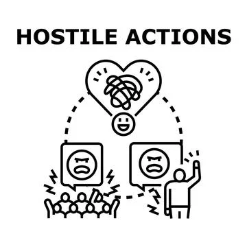 Hostile actions causing conflict, anger, and communication breakdown Stock Illustration