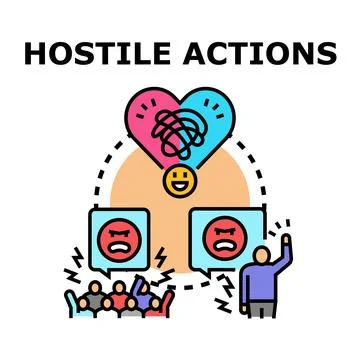 Hostile actions causing conflict, anger, and communication breakdown Stock Illustration