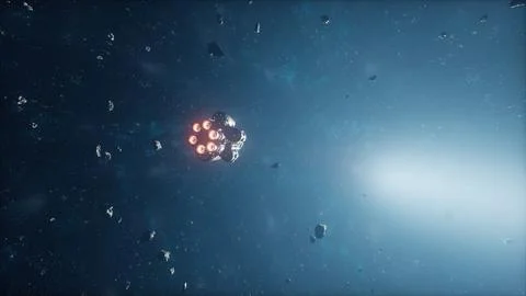 Hostile alien spacecraft is en route to our planet for an invasion Stock Illustration
