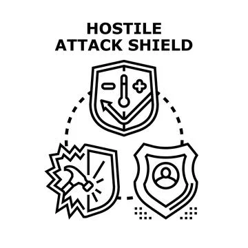 Hostile attack shield concept protecting data security Stock Illustration