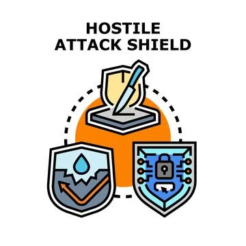 Hostile attack shield protecting against digital and physical threats Stock Illustration