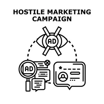 Hostile marketing campaign creating negative ad experience Stock Illustration