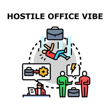 Hostile office vibe causing workplace stress and conflict Stock Illustration