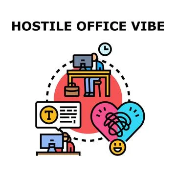 Hostile office vibe creating workplace stress and conflict 스톡 일러스트