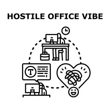 Hostile office vibe creating workplace stress and conflict Stock Illustration