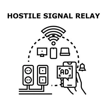 Hostile signal relay concept for data intrusion Stock Illustration