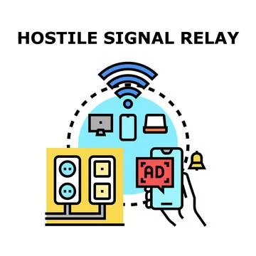 Hostile signal relay concept for data intrusion Stock Illustration