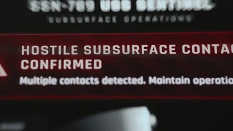 Hostile Subsurface Contacts Confirmed Warning On Tactical Display 4K Stock Footage 341842378