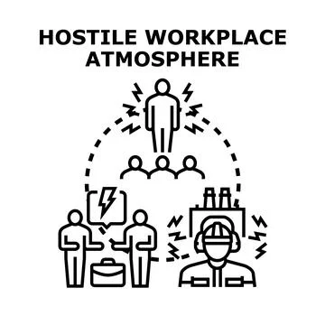 Hostile workplace atmosphere creating conflicts and stress Stock Illustration