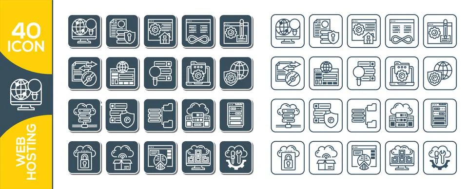 Hosting and local network icon set, communication for connection. Internal ne Illustrazione stock