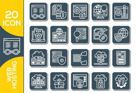 Hosting and local network icon set, communication for connection. Internal ne Illustrazione stock