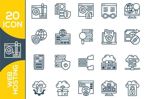 Hosting and local network icon set, communication for connection. Internal ne 스톡 일러스트