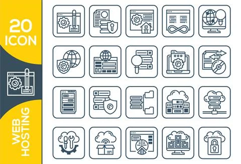 Hosting and local network icon set, communication for connection. Internal ne Illustrazione stock