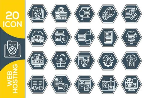 Hosting and local network icon set, communication for connection. Internal ne Stock Illustration