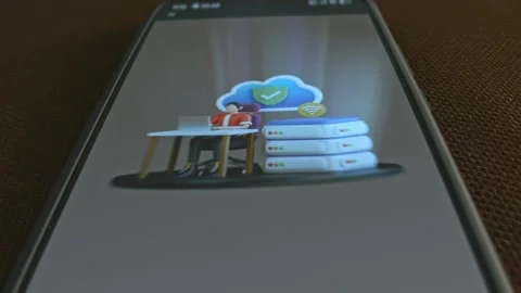 Hosting on Cloud themed graphic presentation on smartphone Stock Footage 303427031