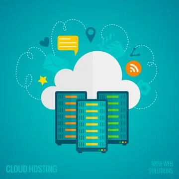 Hosting Concept Flat Stock Illustration