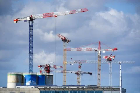 Hosting cranes 写真素材