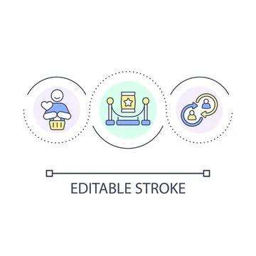 Hosting event for loyal customers loop concept icon Stock Illustration