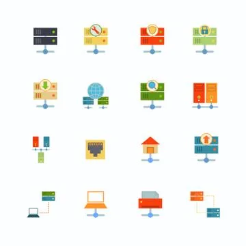 Hosting Flat Icons Stock Illustration