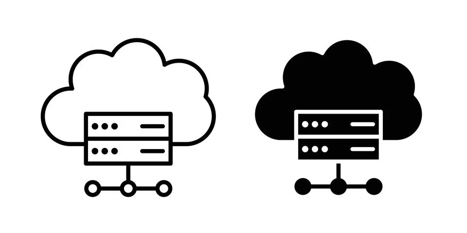 Hosting icon solid, line, and editable vector set. Stock Illustration