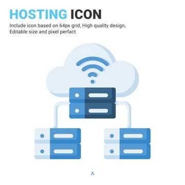 Hosting icon vector with flat color style isolated on white background Stock Illustration