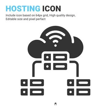 Hosting icon vector with glyph style isolated on white background 스톡 일러스트
