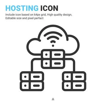 Hosting icon vector with outline style isolated on white background Illustrazione stock