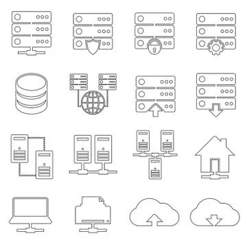 Hosting Network Icons Illustrazione stock