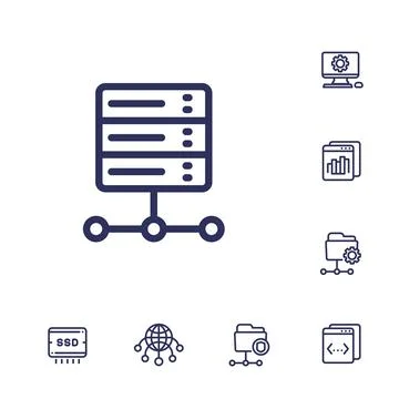 Hosting, networks, ftp, servers, line icons Illustrazione stock