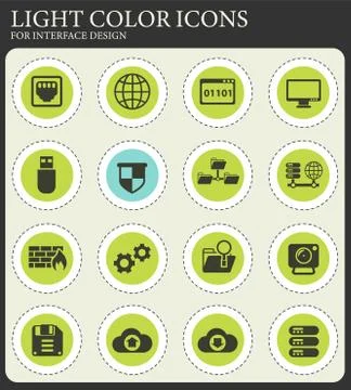 Hosting provider icon set Stock Illustration