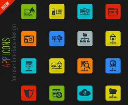 Hosting provider icon set Stock Illustration
