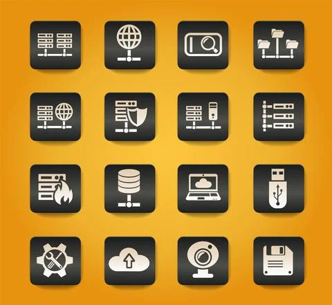 Hosting provider icon set Stock Illustration