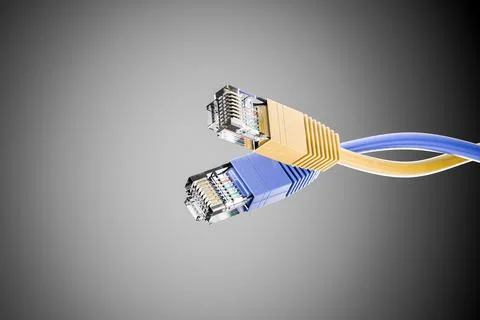 Hosting providers. Connection concept. RJ45 Ethernet connectors. RJ45 cables and Illustrazione stock