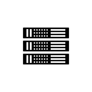 Hosting Server, Data Center, Web Storage Solid Flat Vector Icon Isolated on W Illustrazione stock