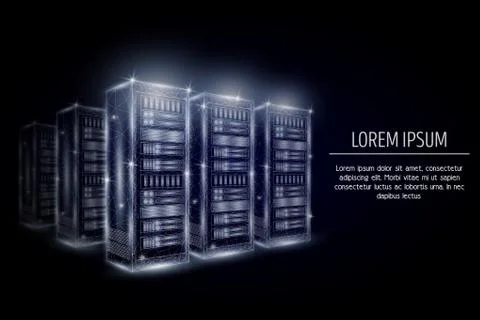Hosting server vector geometric polygonal art style design Illustrazione stock
