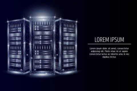 Hosting server vector polygonal art style illustration Illustrazione stock
