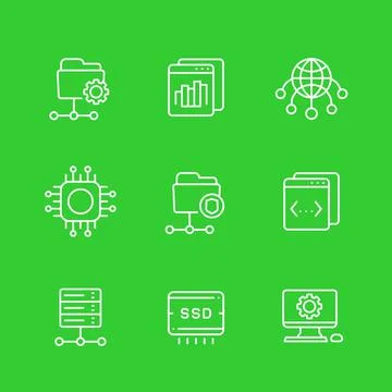 Hosting services, networks, ftp, servers line icons set Stockillustratie
