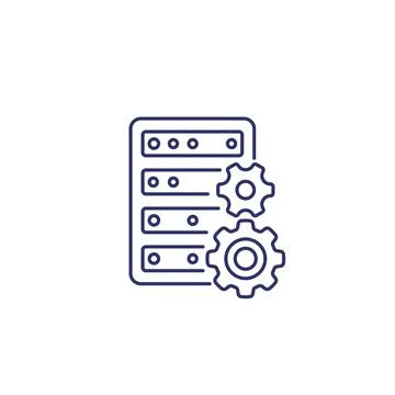 Hosting settings line icon on white, vector Stock Illustration
