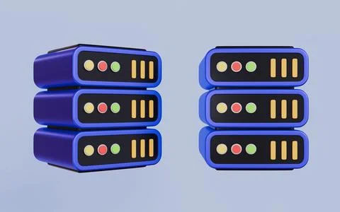 Hosting systems and infrastructure management, Multi layer server rack data Illustrazione stock
