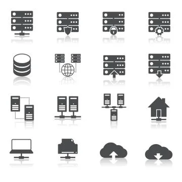 Hosting technology pictograms set Stockillustratie