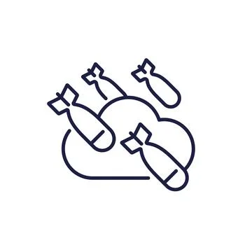 Hosting under DDoS attack icon in line design Stockillustratie