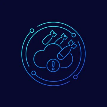Hosting under DDoS attack line vector icon 스톡 일러스트