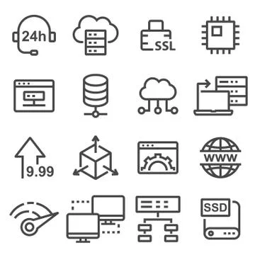 Hosting vector icon, database symbol. Stock Illustration