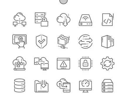Hosting Well-crafted Pixel Perfect Vector Thin Line Icons 30 2x Grid for Web 스톡 일러스트